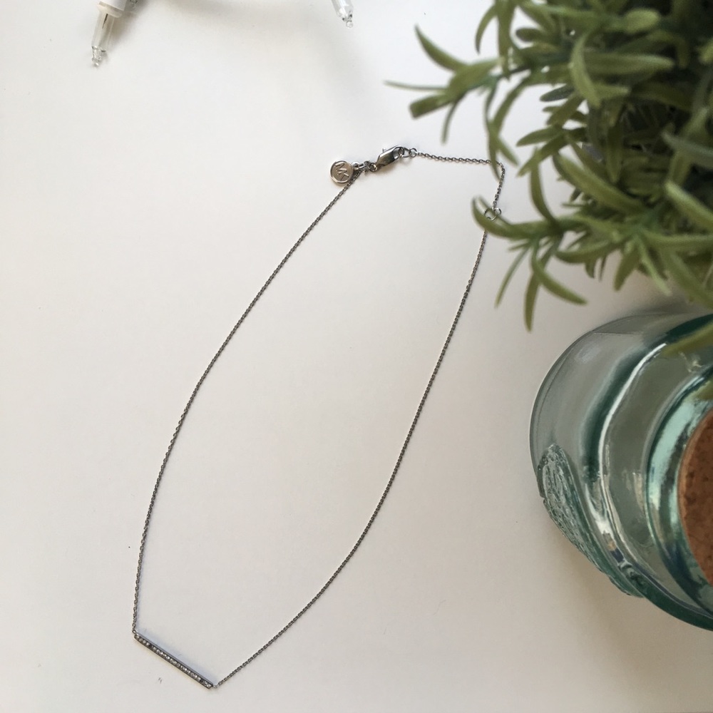 Michael Kors Silver Diamond Bar Necklace